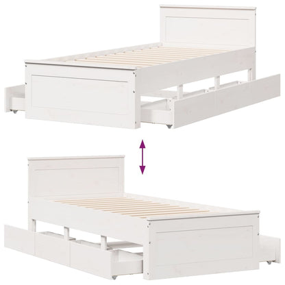 Bedframe zonder matras met hoofdbord grenenhout wit 90x200 cm