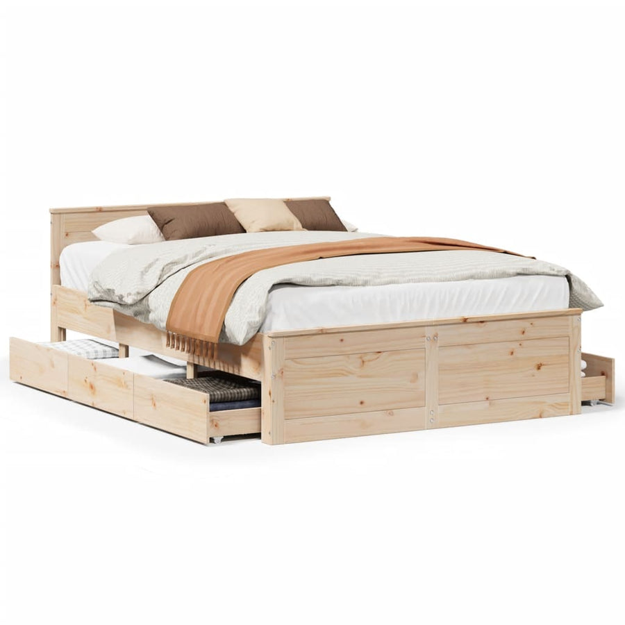Bedframe zonder matras met hoofdbord grenenhout 140x190 cm