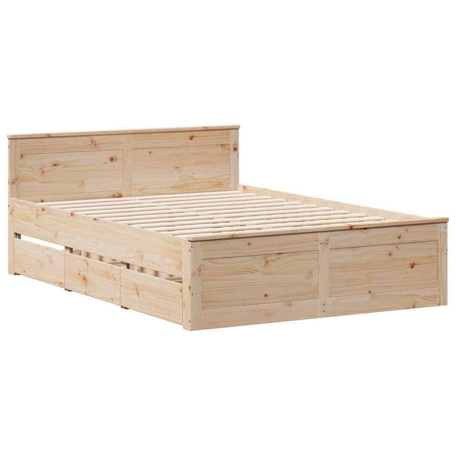 Bedframe zonder matras met hoofdbord grenenhout 140x190 cm