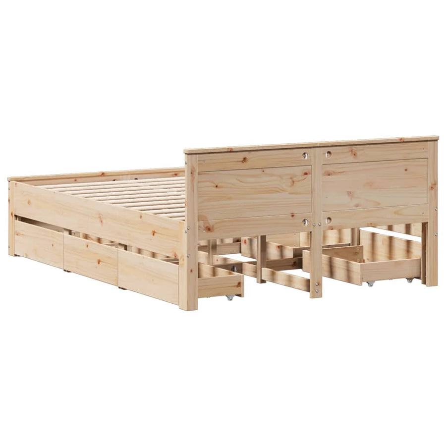 Bedframe zonder matras met hoofdbord grenenhout 140x190 cm