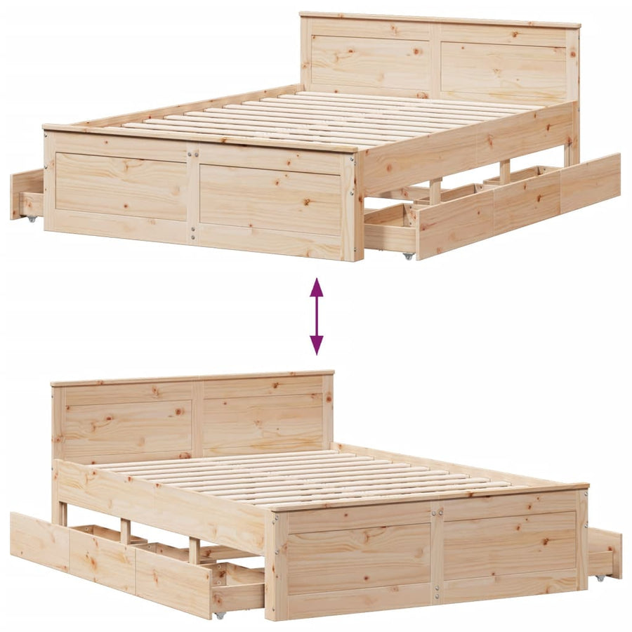 Bedframe zonder matras met hoofdbord grenenhout 140x190 cm