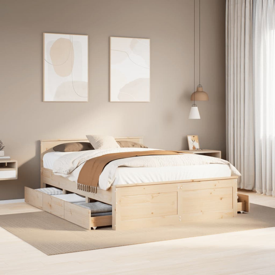Bedframe zonder matras met hoofdbord grenenhout 140x190 cm