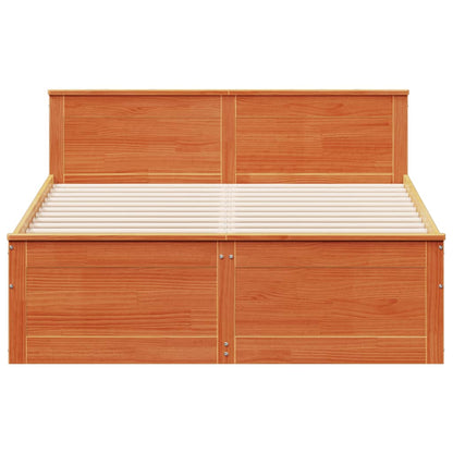 Bedframe zonder matras met hoofdbord hout wasbruin 140x190 cm