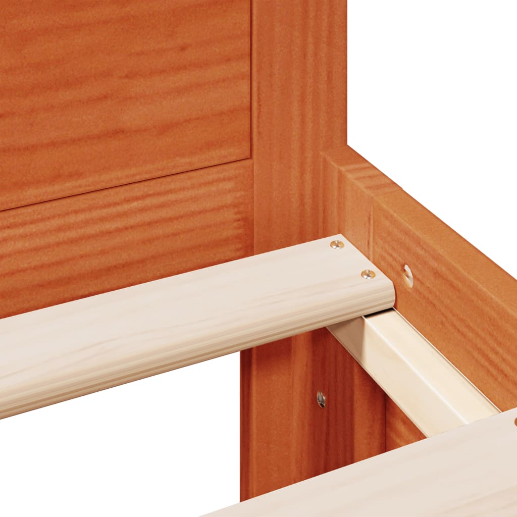 Bedframe zonder matras met hoofdbord hout wasbruin 140x190 cm