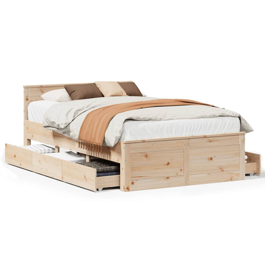 Bedframe zonder matras met hoofdbord grenenhout 135x190 cm