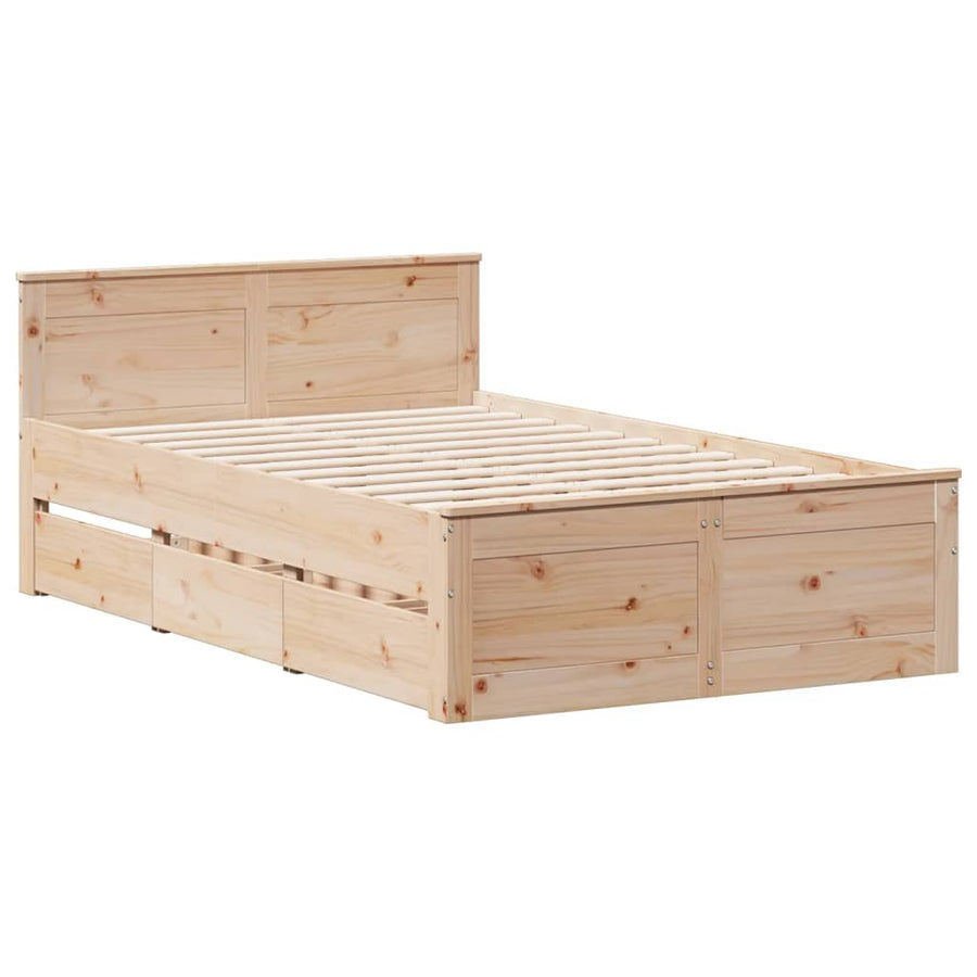 Bedframe zonder matras met hoofdbord grenenhout 135x190 cm