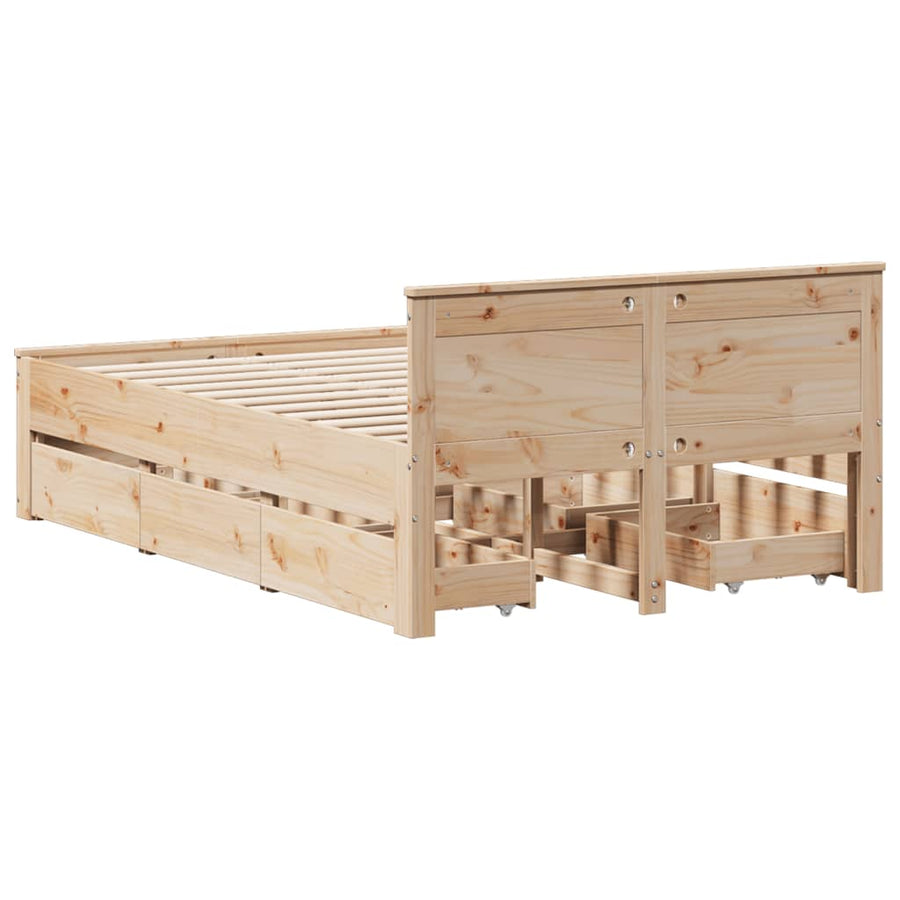 Bedframe zonder matras met hoofdbord grenenhout 135x190 cm