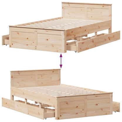 Bedframe zonder matras met hoofdbord grenenhout 135x190 cm