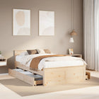 Bed frame without mattress with headboard pine wood 135x190 cm