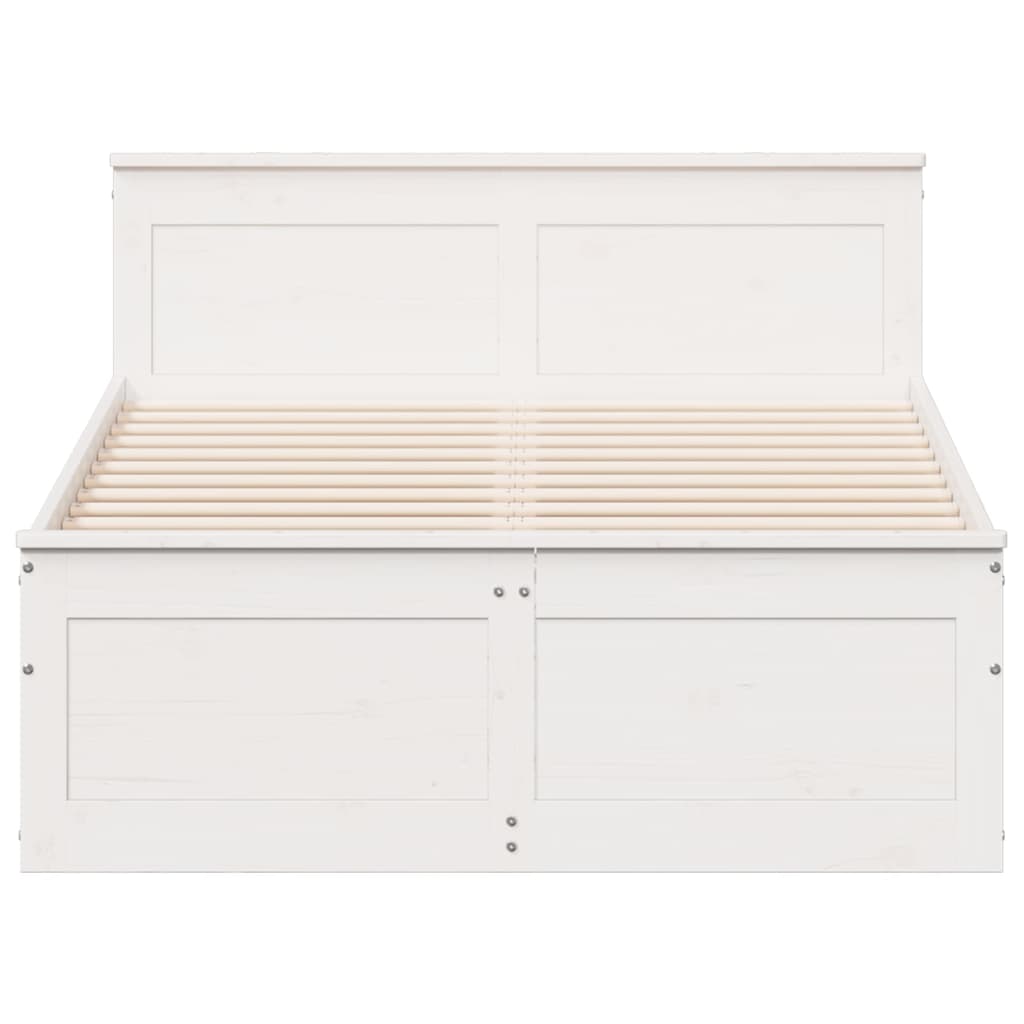 Bedframe zonder matras met hoofdbord grenenhout wit 135x190 cm