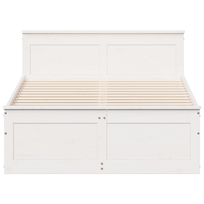 Bedframe zonder matras met hoofdbord grenenhout wit 135x190 cm