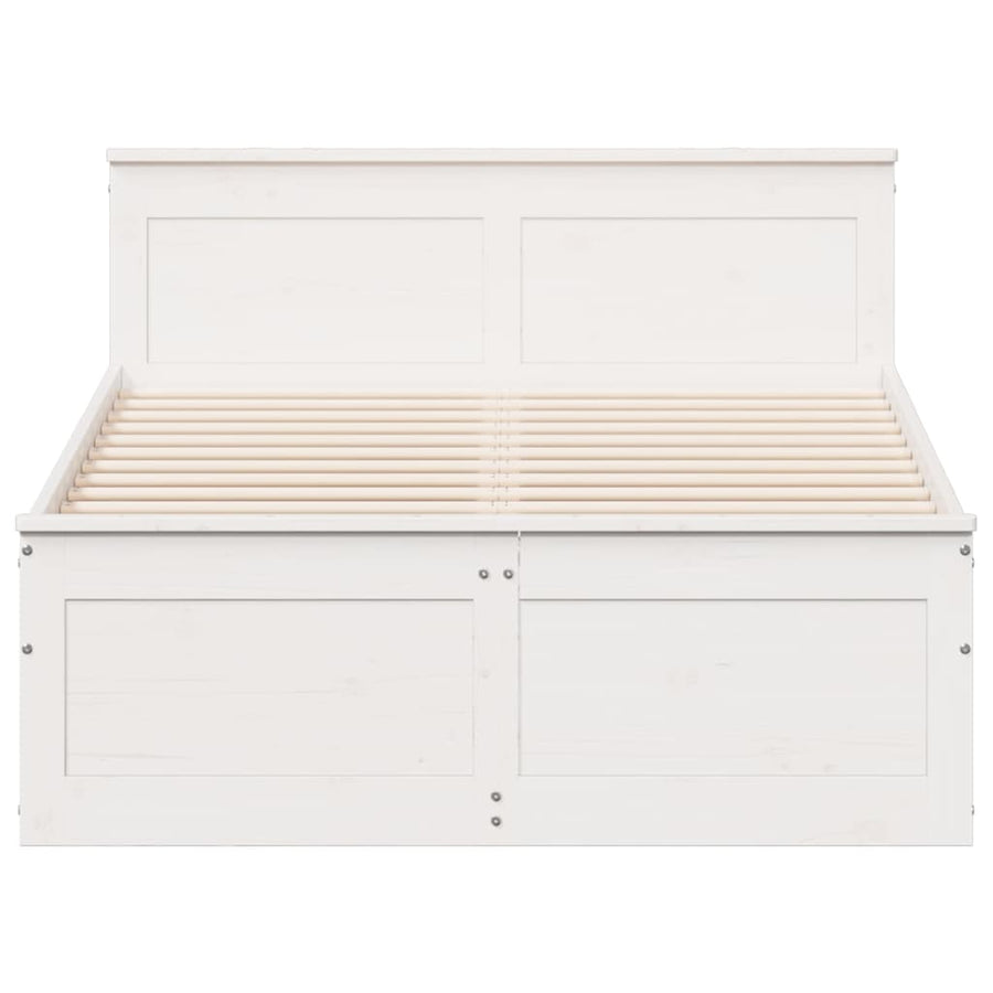 Bedframe zonder matras met hoofdbord grenenhout wit 135x190 cm