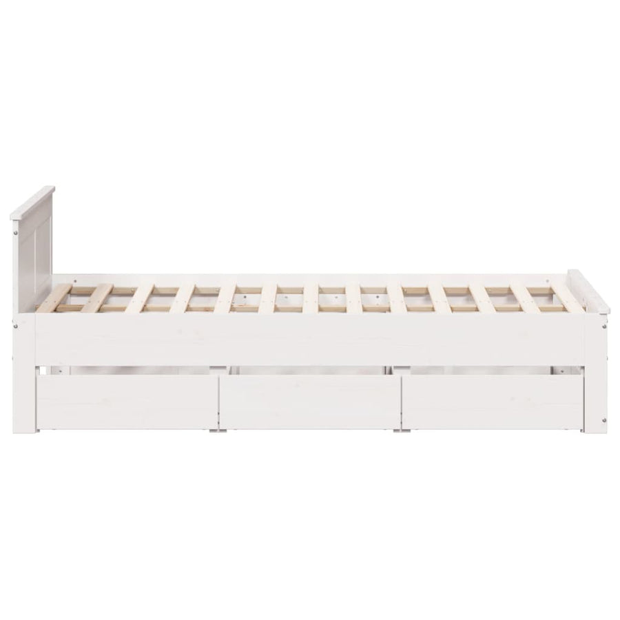 Bedframe zonder matras met hoofdbord grenenhout wit 135x190 cm