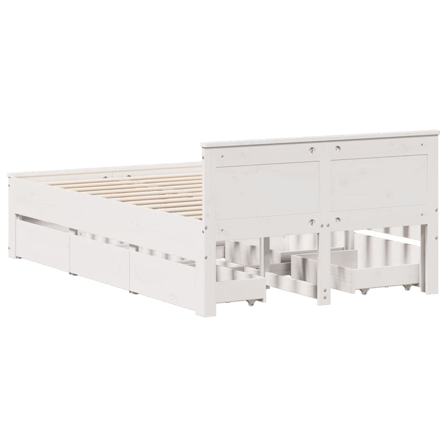 Bedframe zonder matras met hoofdbord grenenhout wit 135x190 cm