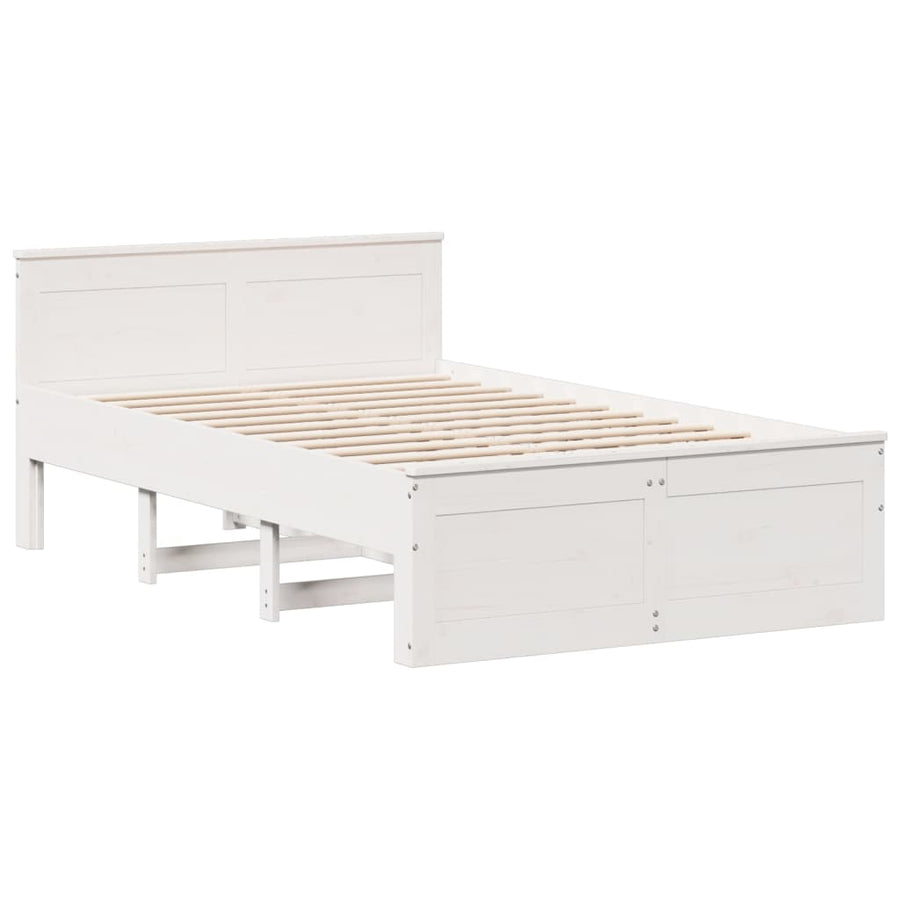 Bedframe zonder matras met hoofdbord grenenhout wit 135x190 cm