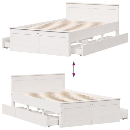 Bedframe zonder matras met hoofdbord grenenhout wit 135x190 cm