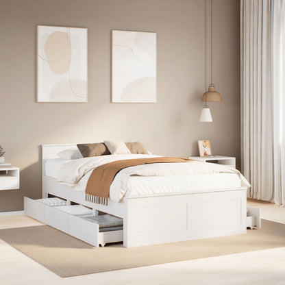 Bedframe zonder matras met hoofdbord grenenhout wit 135x190 cm