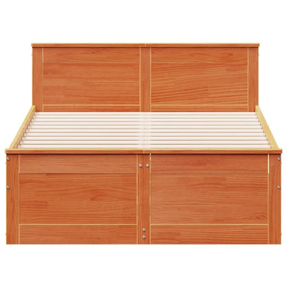 Bedframe zonder matras met hoofdbord hout wasbruin 135x190 cm