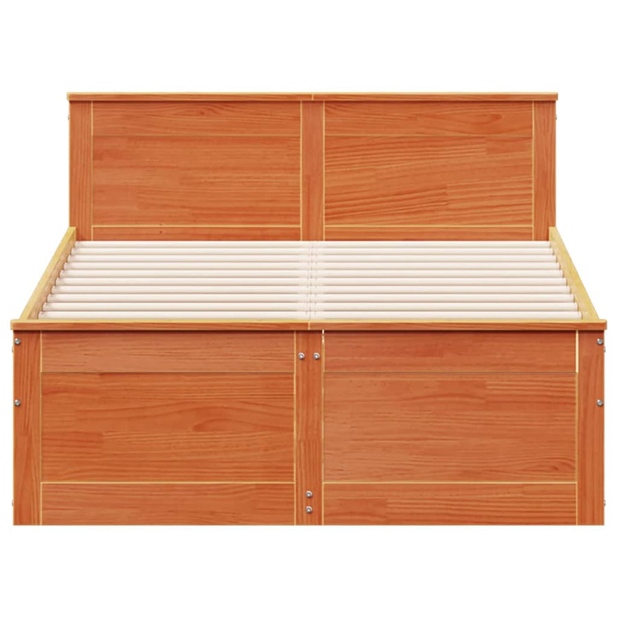 Bedframe zonder matras met hoofdbord hout wasbruin 135x190 cm