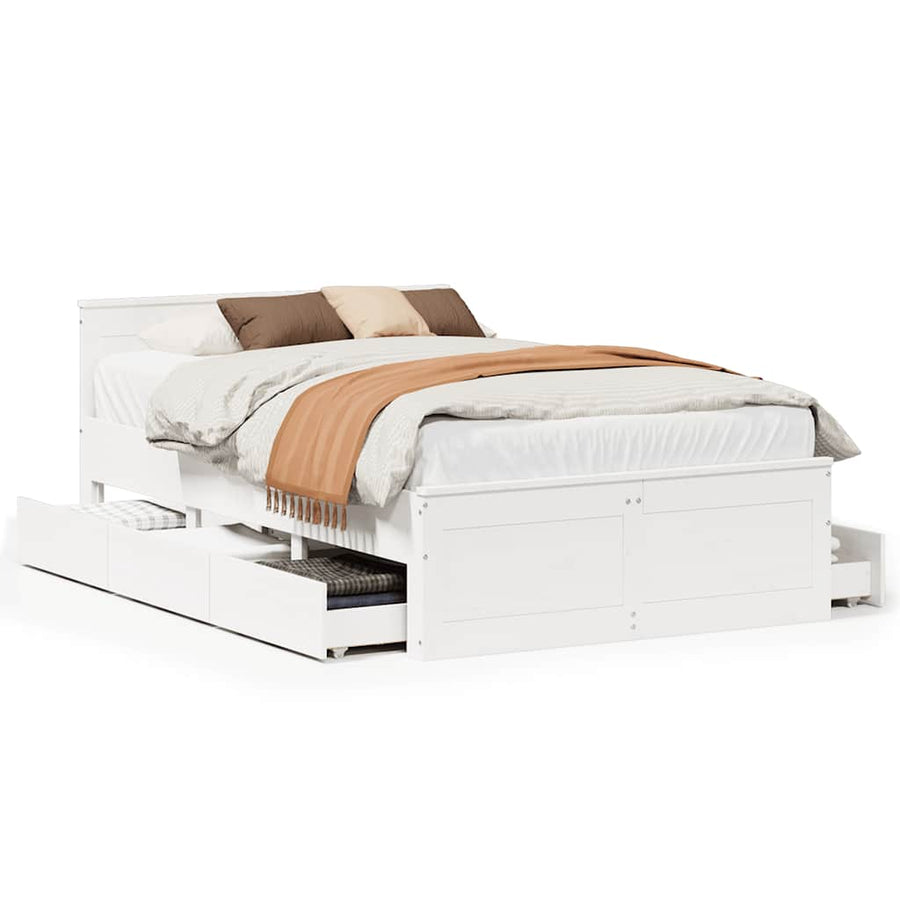 Bedframe Zonder Matras Met Hoofdbord Grenenhout 120 x 190 cm Wit