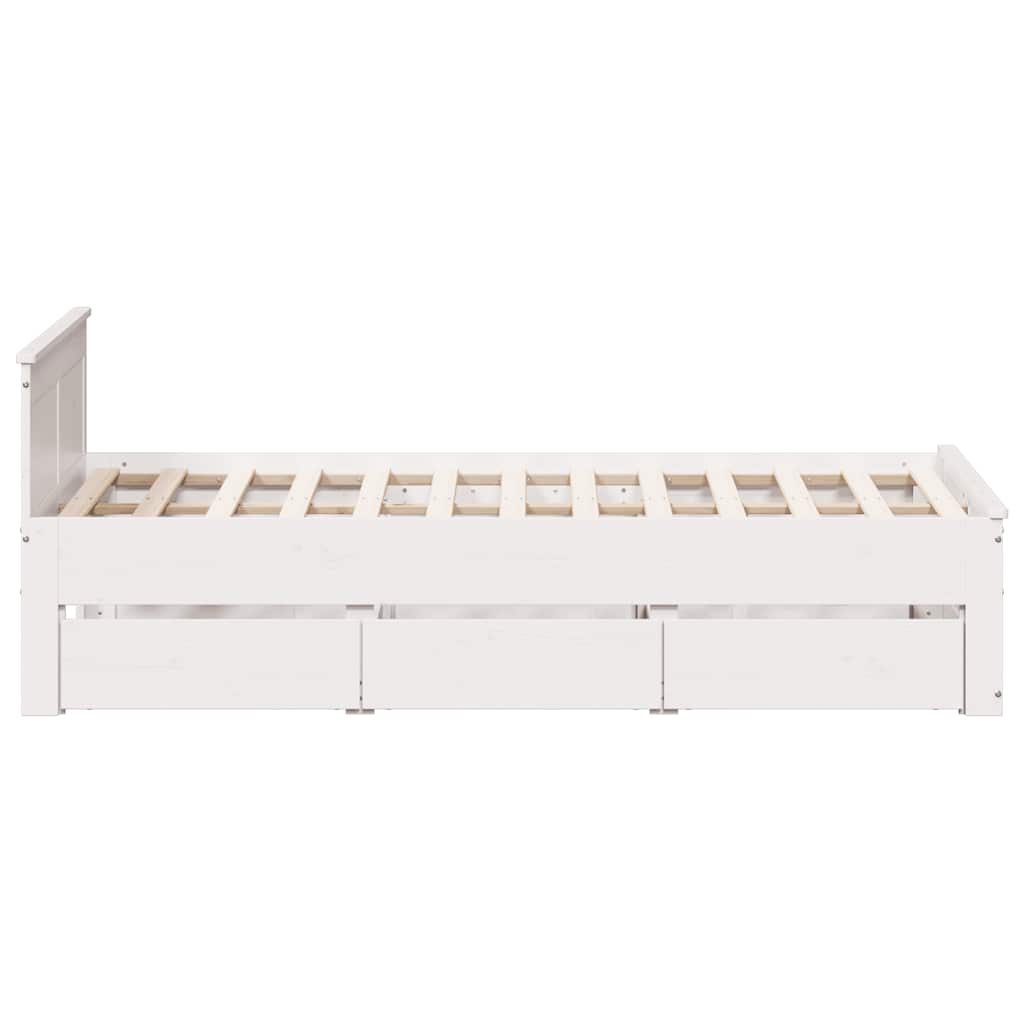Bedframe Zonder Matras Met Hoofdbord Grenenhout 120 x 190 cm Wit