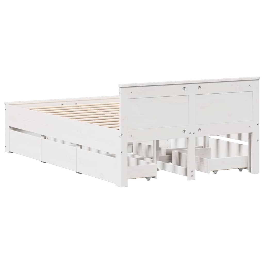 Bedframe Zonder Matras Met Hoofdbord Grenenhout 120 x 190 cm Wit