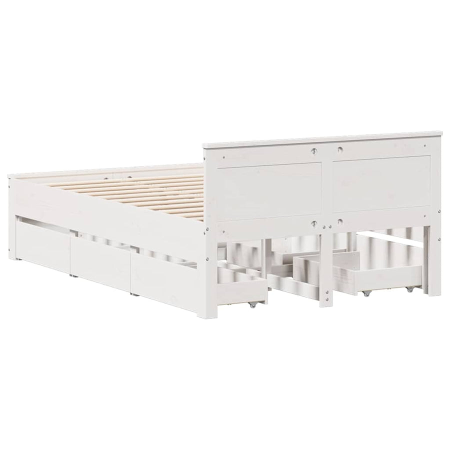 Bedframe Zonder Matras Met Hoofdbord Grenenhout 120 x 190 cm Wit