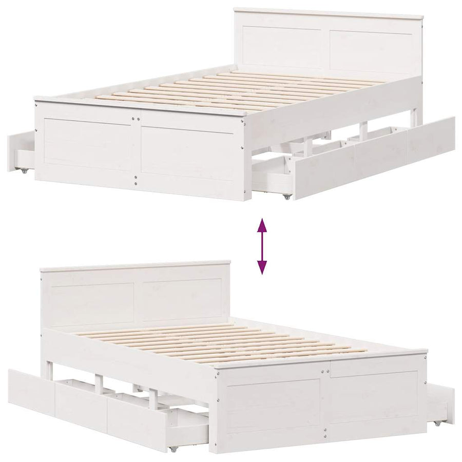 Bedframe Zonder Matras Met Hoofdbord Grenenhout 120 x 190 cm Wit