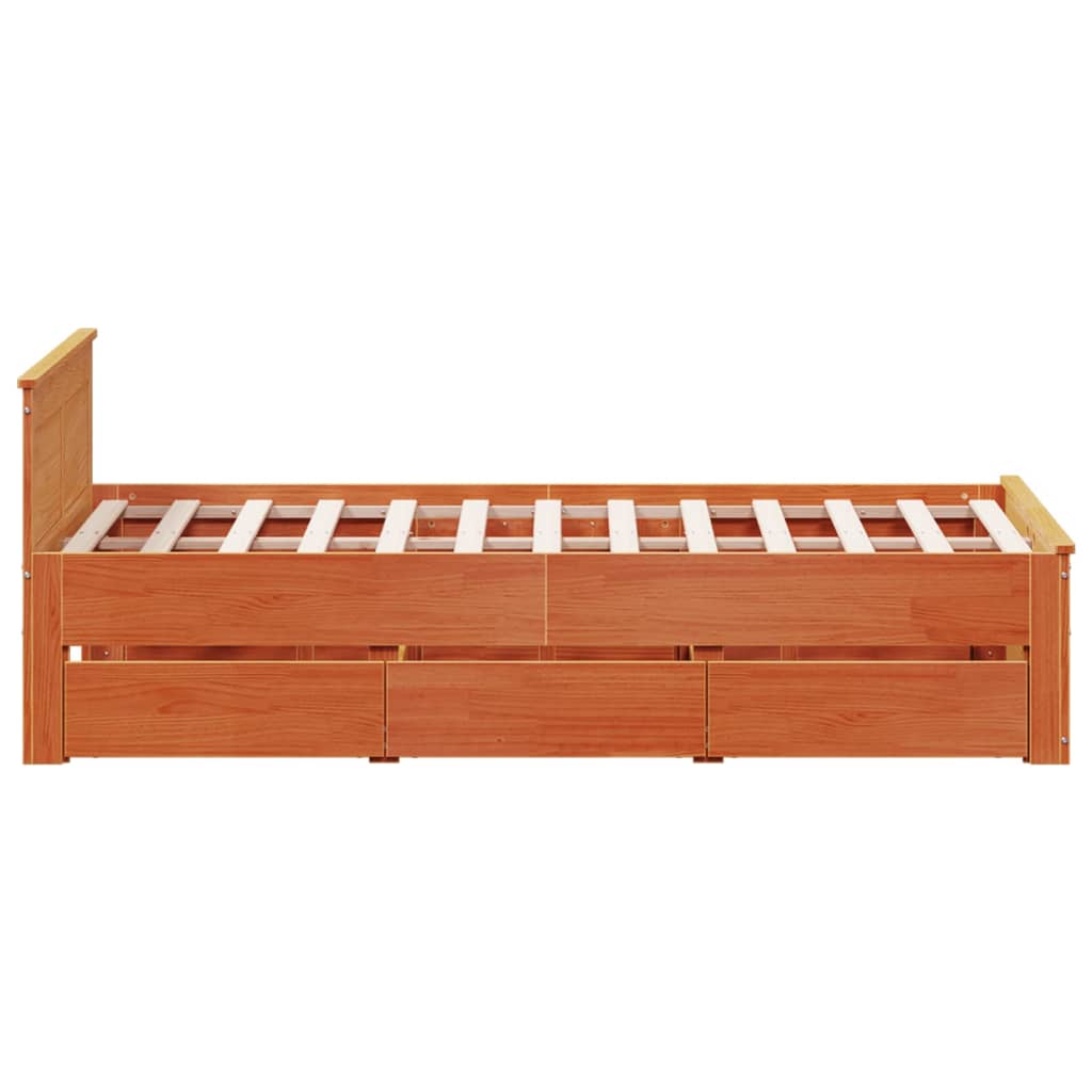 Bedframe zonder matras met hoofdbord hout wasbruin 120x190 cm