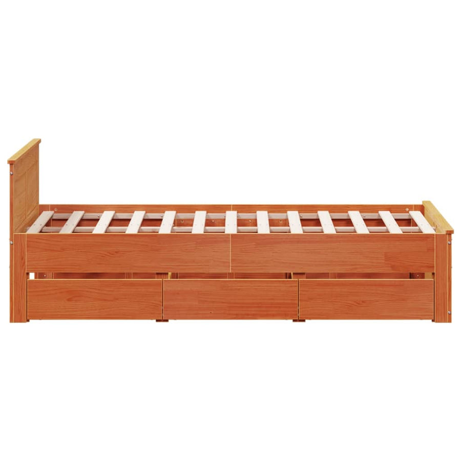 Bedframe zonder matras met hoofdbord hout wasbruin 120x190 cm