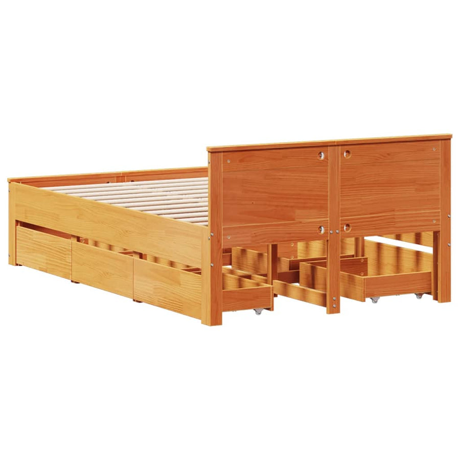 Bedframe zonder matras met hoofdbord hout wasbruin 120x190 cm