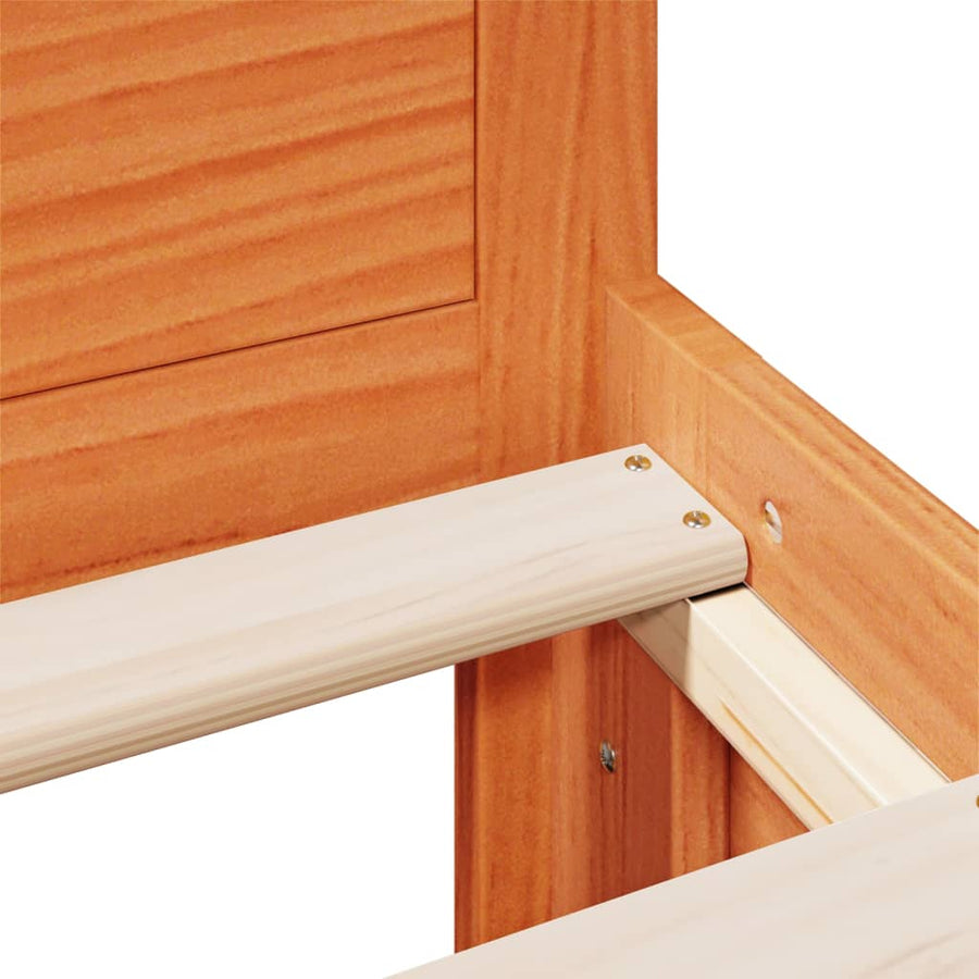 Bedframe zonder matras met hoofdbord hout wasbruin 120x190 cm
