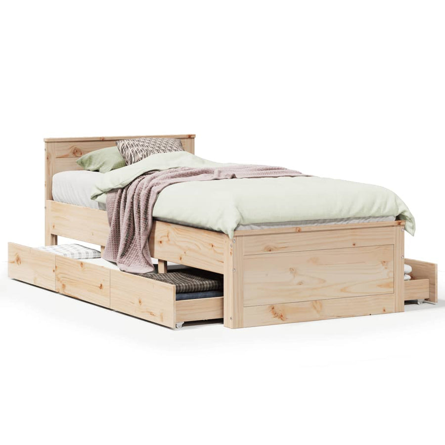Bedframe zonder matras met hoofdbord grenenhout 90x190 cm