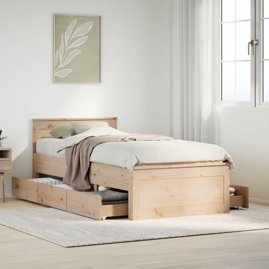 Bedframe zonder matras met hoofdbord grenenhout 90x190 cm