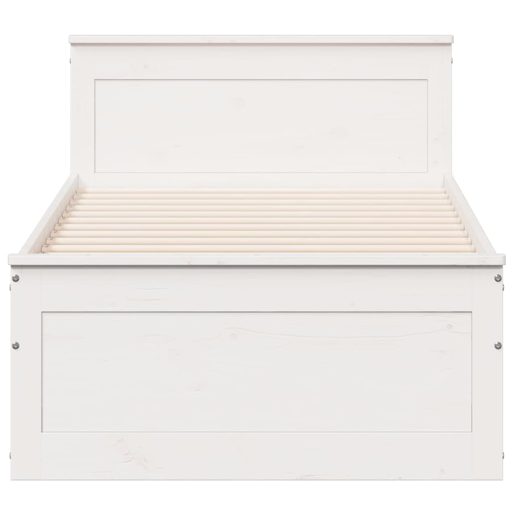 Bedframe met hoofdbord zonder matras grenenhout wit 90x190 cm