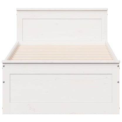Bedframe met hoofdbord zonder matras grenenhout wit 90x190 cm