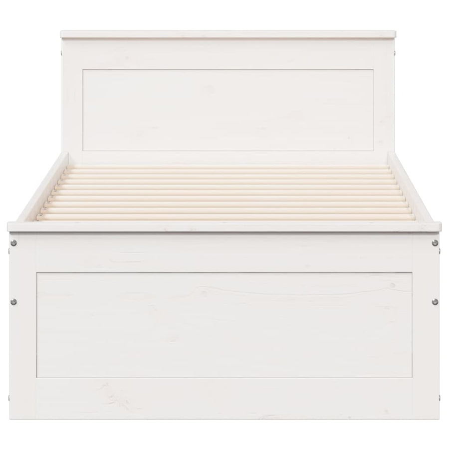 Bedframe met hoofdbord zonder matras grenenhout wit 90x190 cm