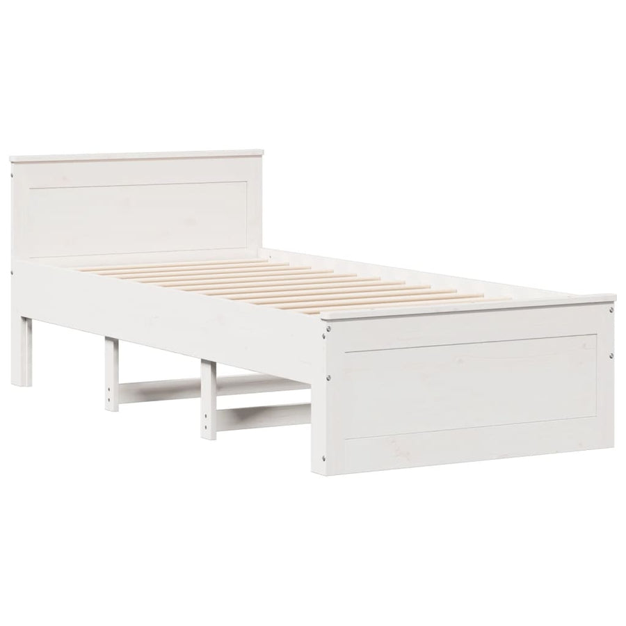 Bedframe met hoofdbord zonder matras grenenhout wit 90x190 cm
