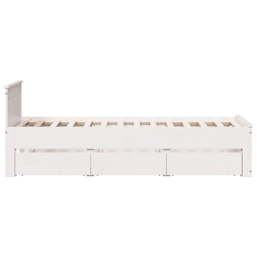 Bedframe met hoofdbord zonder matras grenenhout wit 90x190 cm