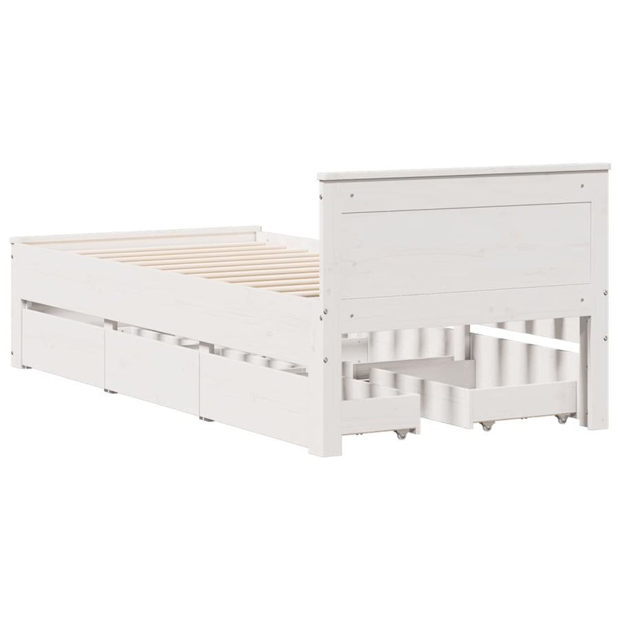 Bedframe met hoofdbord zonder matras grenenhout wit 90x190 cm