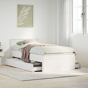 Bedframe grenenhout wit 90x190 cm met hoofdbord