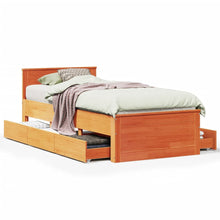 Bedframe met hoofdbord zonder matras hout wasbruin 90x190 cm
