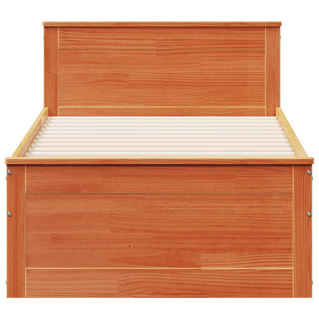 Bedframe met hoofdbord zonder matras hout wasbruin 90x190 cm