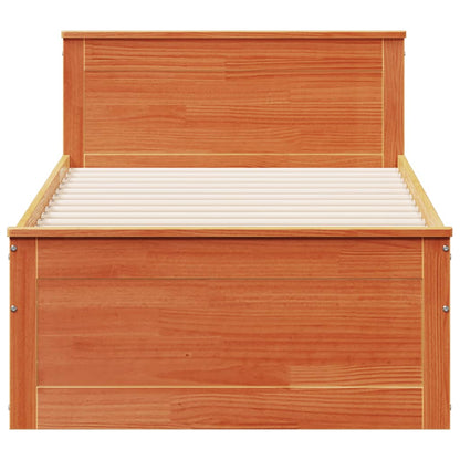 Bedframe met hoofdbord zonder matras hout wasbruin 90x190 cm