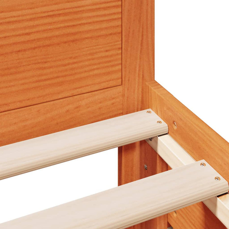 Bedframe met hoofdbord zonder matras hout wasbruin 90x190 cm
