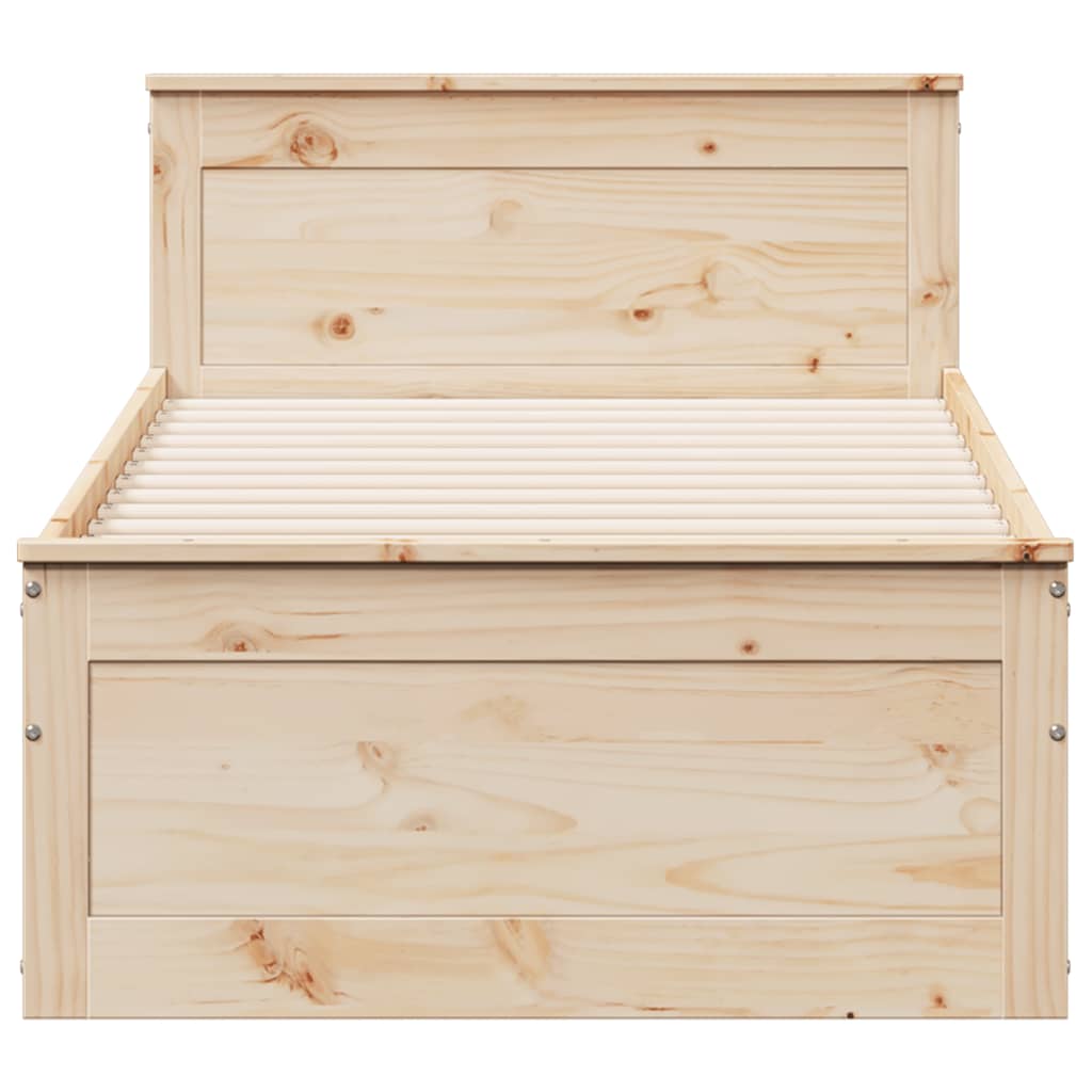 Bedframe met hoofdbord zonder matras grenenhout 75x190 cm