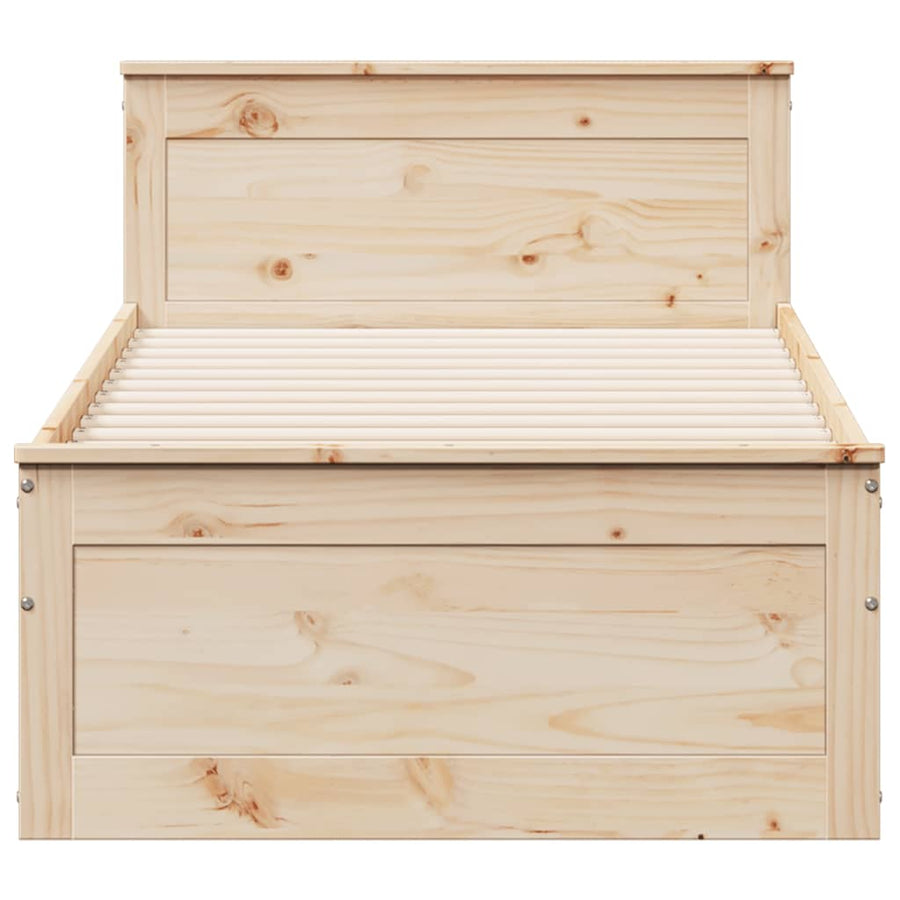 Bedframe met hoofdbord zonder matras grenenhout 75x190 cm