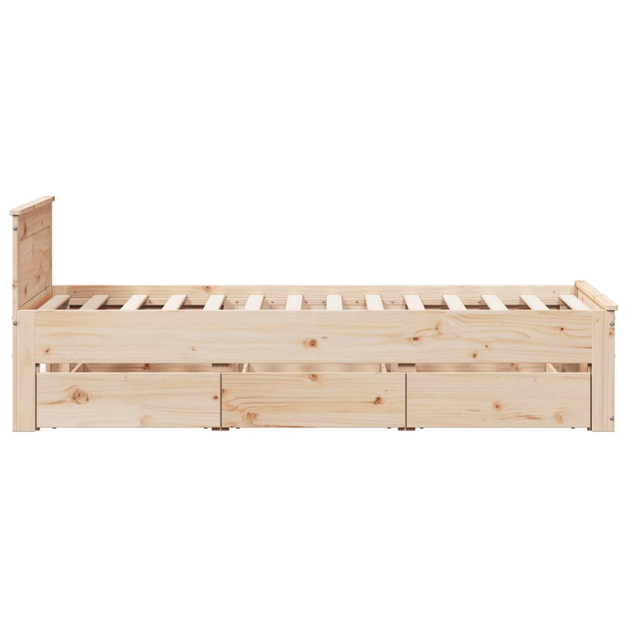 Bedframe met hoofdbord zonder matras grenenhout 75x190 cm
