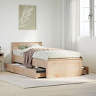 Bed frame with headboard without mattress pine wood 75x190 cm