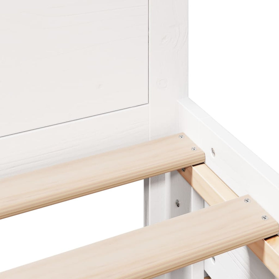 Bedframe met hoofdbord zonder matras grenenhout wit 75x190 cm